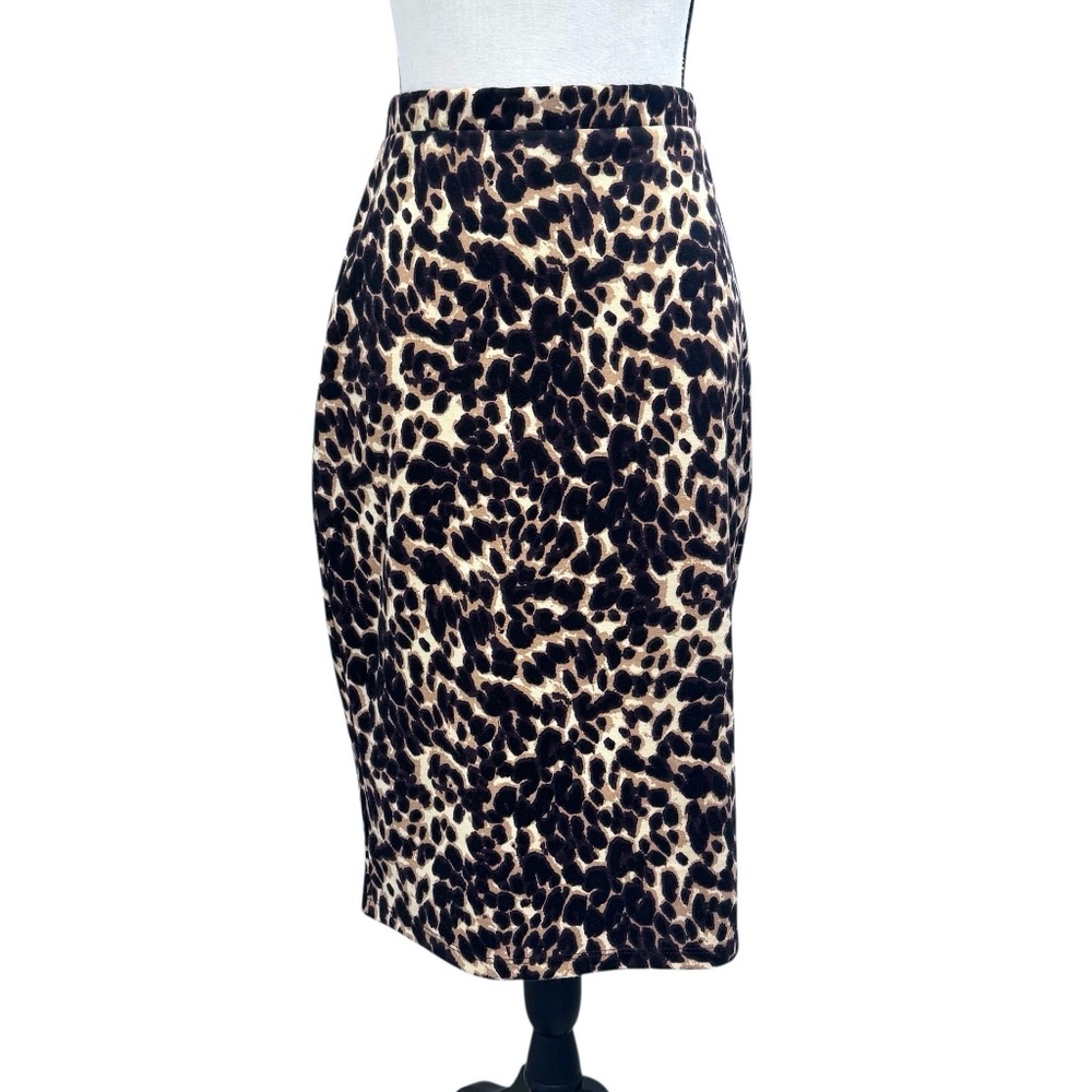SOCIALITE LEOPARD PRINT PULL ON MIDI PENCIL SKIRT